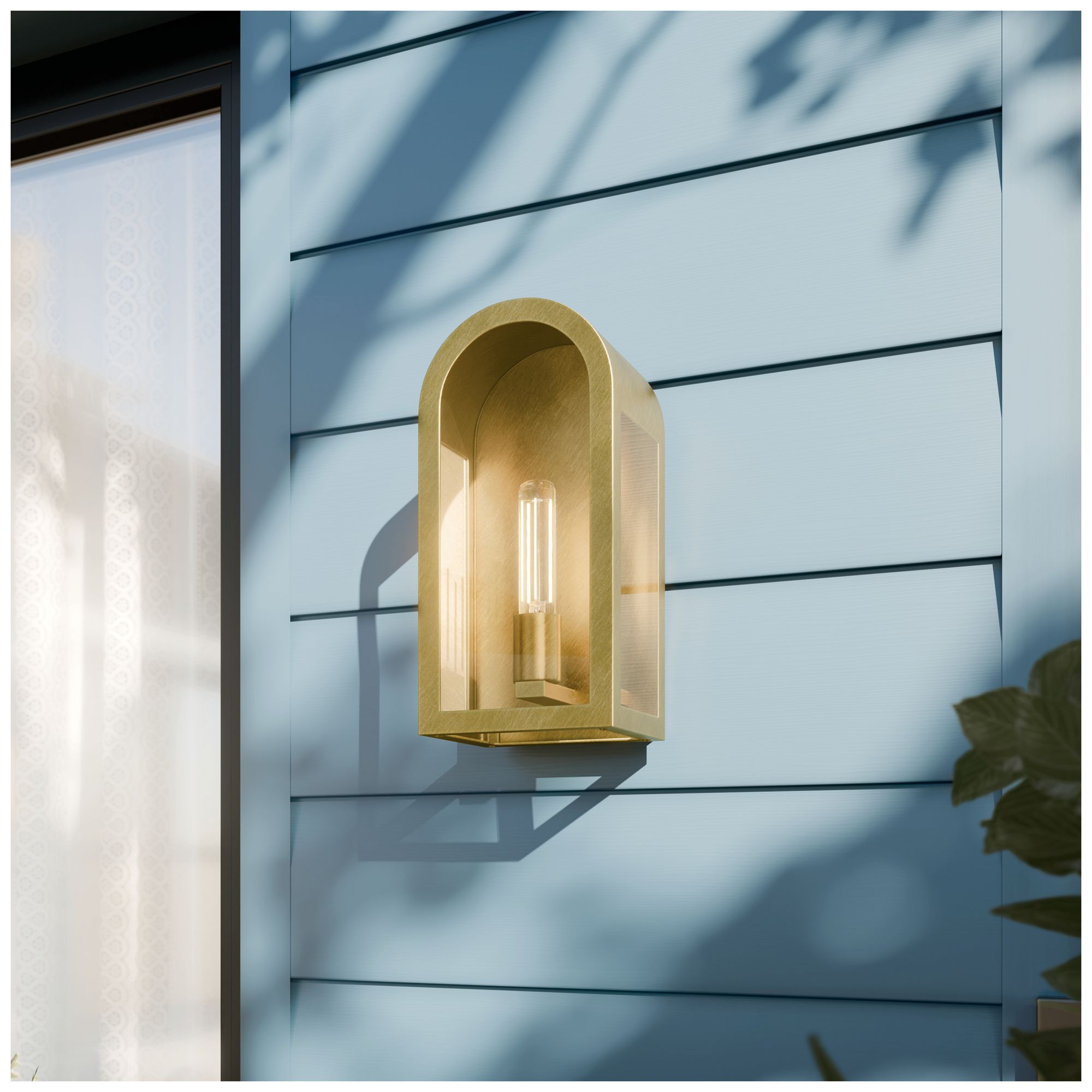 Image 2 Kichler Marea 13" 1-Light Outdoor Wall Light Clear Glass Natural Brass more views