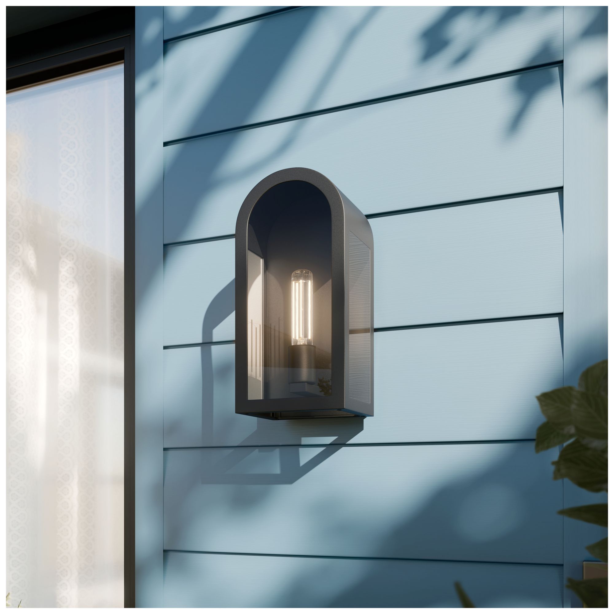 Kichler Marea 13" 1-Light Outdoor Wall Light Clear Glass Textured Black