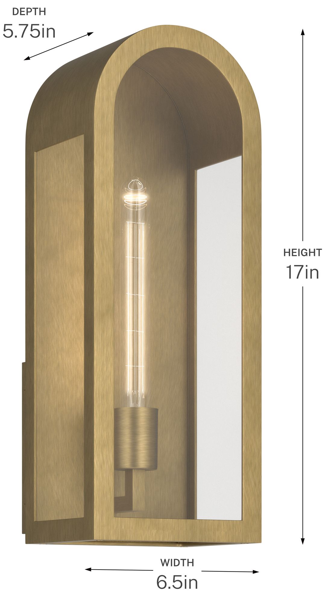 Kichler Marea 17" 1-Light Outdoor Wall Light Clear Glass Natural Brass