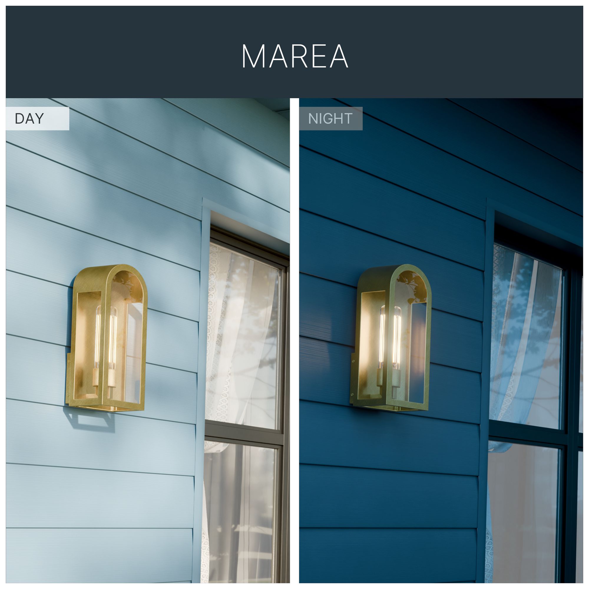 Kichler Marea 17" 1-Light Outdoor Wall Light Clear Glass Natural Brass