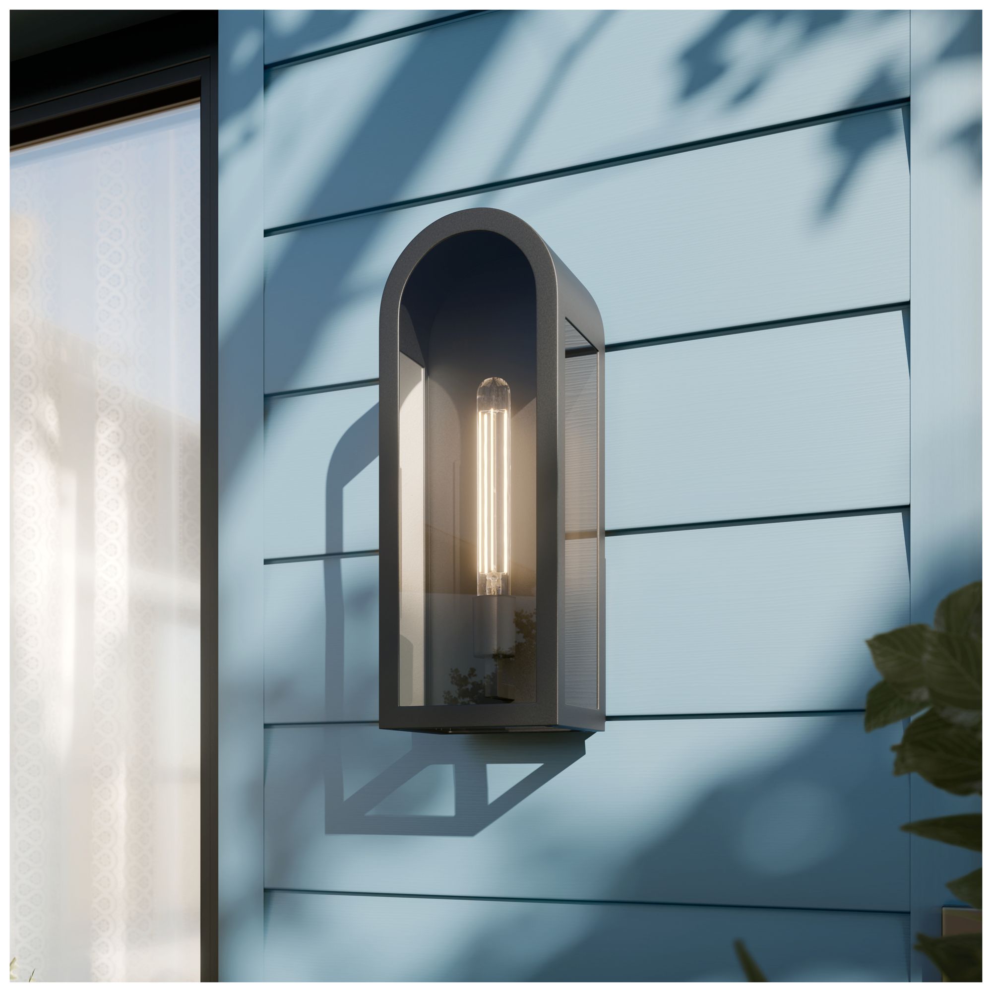 Image 2 Kichler Marea 17" 1-Lt Outdoor Wall Light Clear Glass Textured Black more views