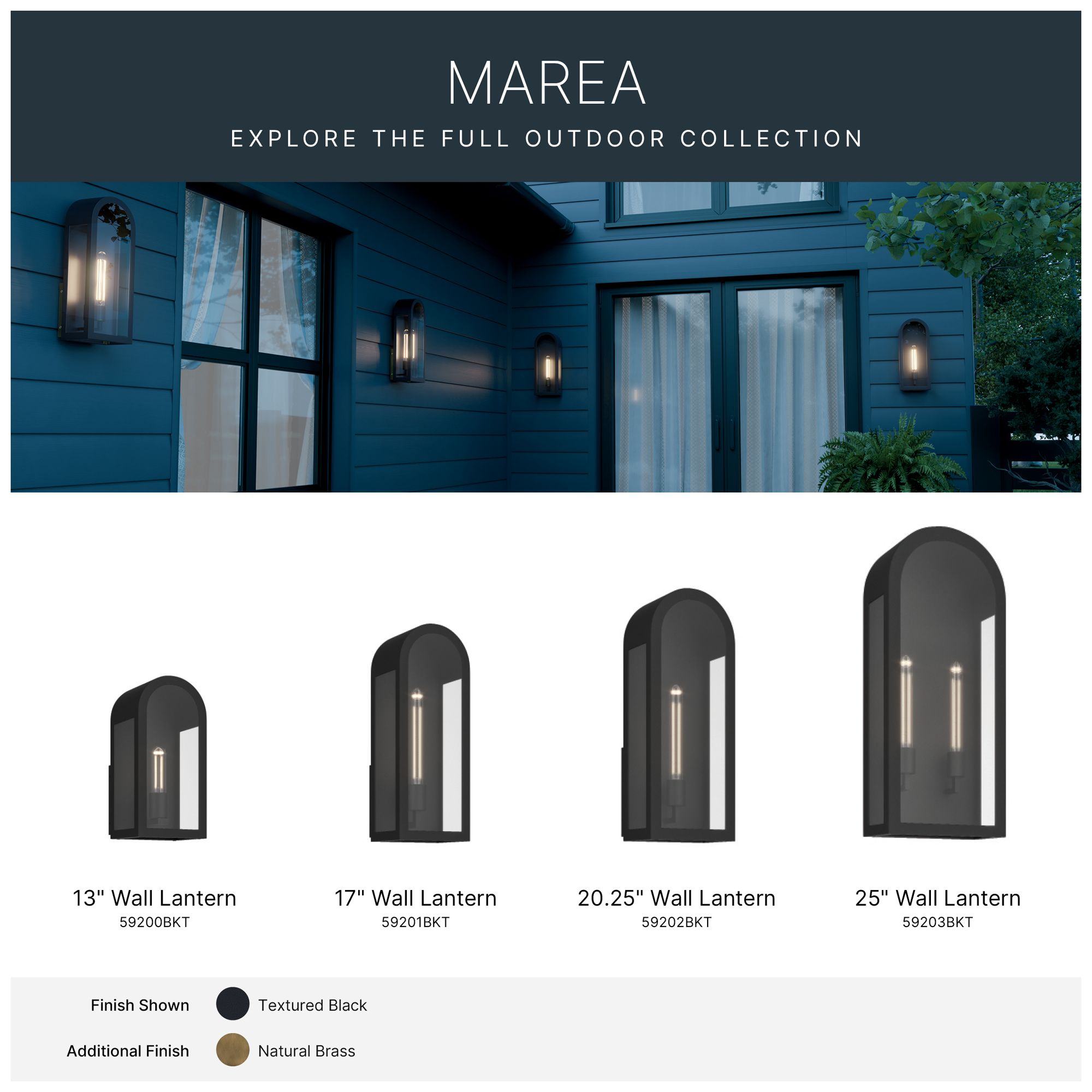 Kichler Marea 17" 1-Lt Outdoor Wall Light Clear Glass Textured Black