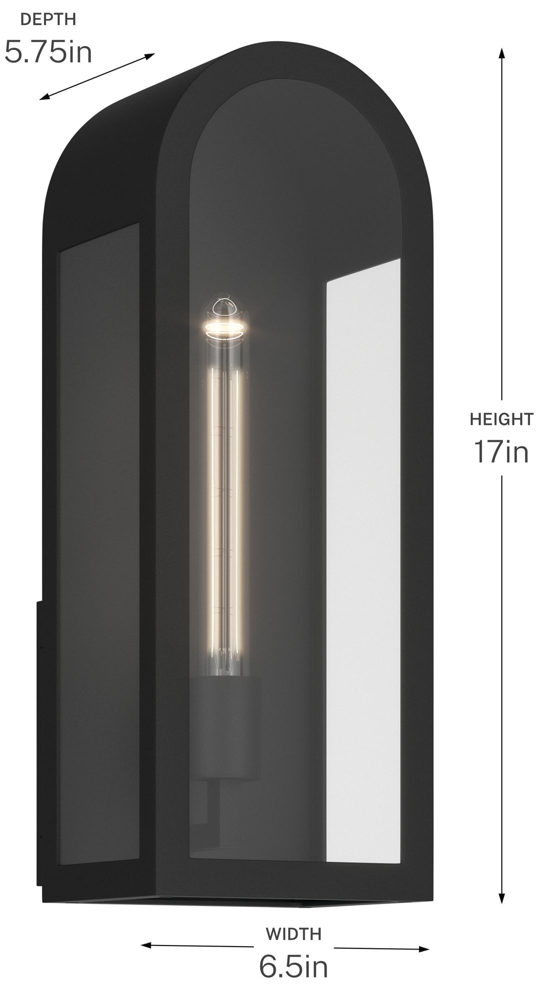 Kichler Marea 17" 1-Lt Outdoor Wall Light Clear Glass Textured Black