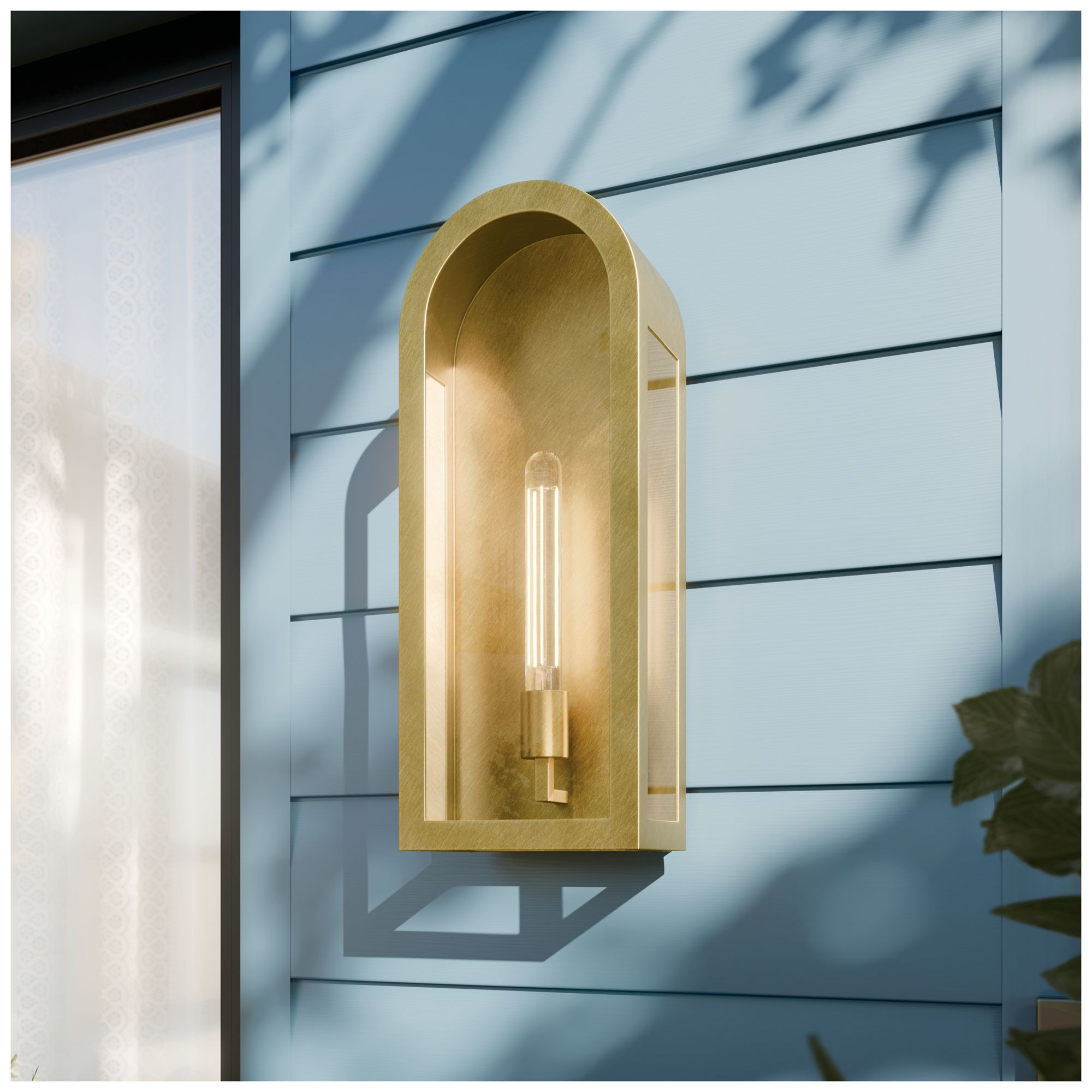 Image 2 Kichler Marea 20.25" 1-Light Outdoor Wall Light Clear Glass Natural Brass more views
