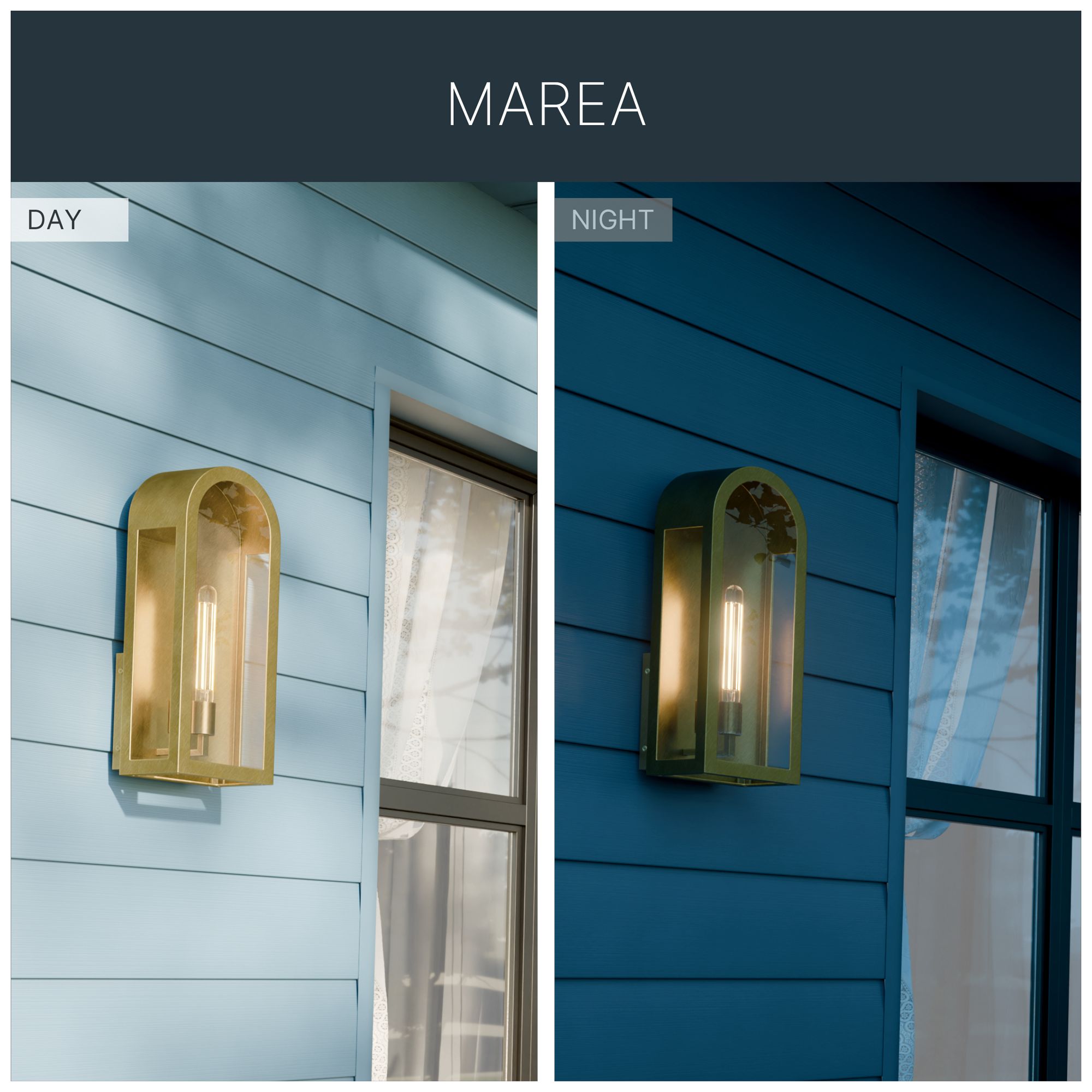 Kichler Marea 20.25" 1-Light Outdoor Wall Light Clear Glass Natural Brass