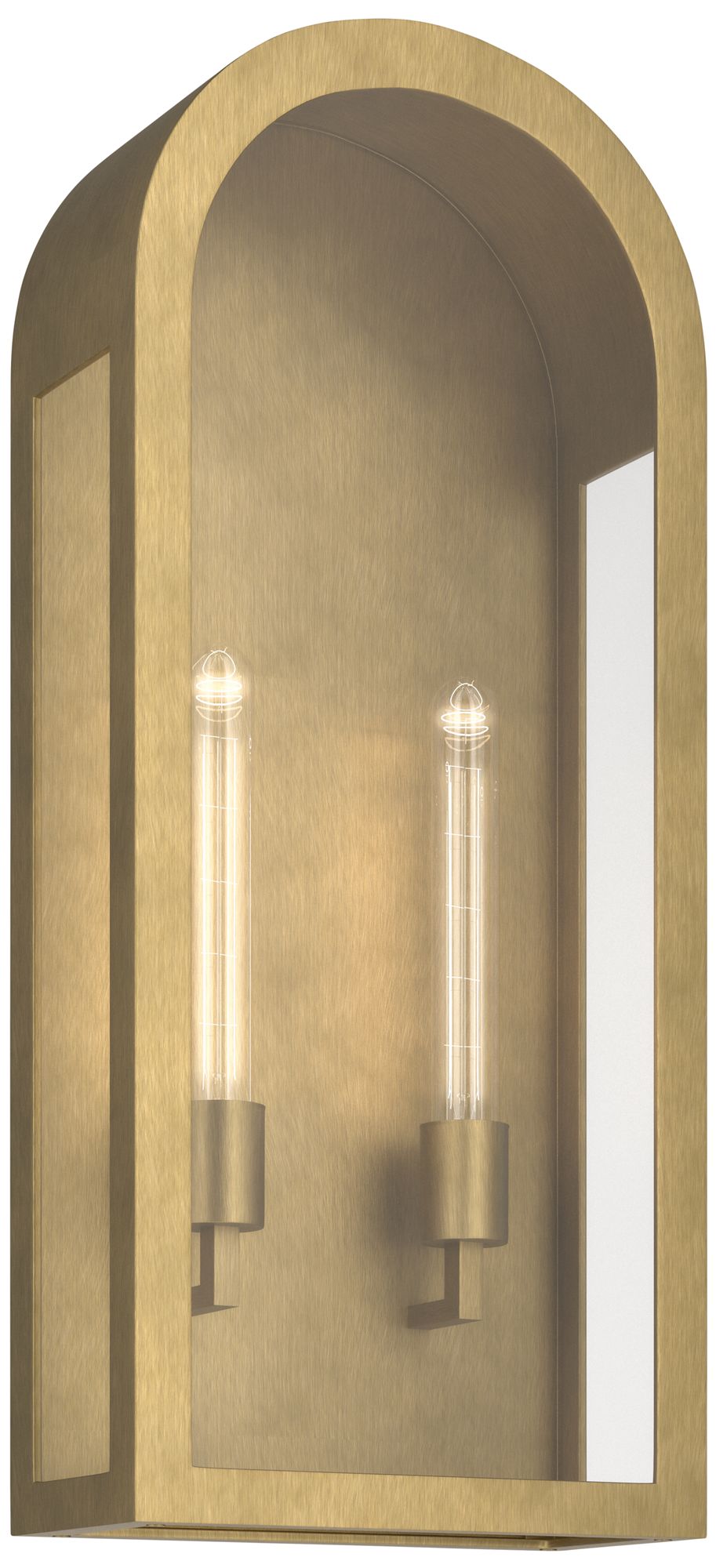 Kichler Marea 25" 2-Light Outdoor Wall Light Clear Glass Natural Brass