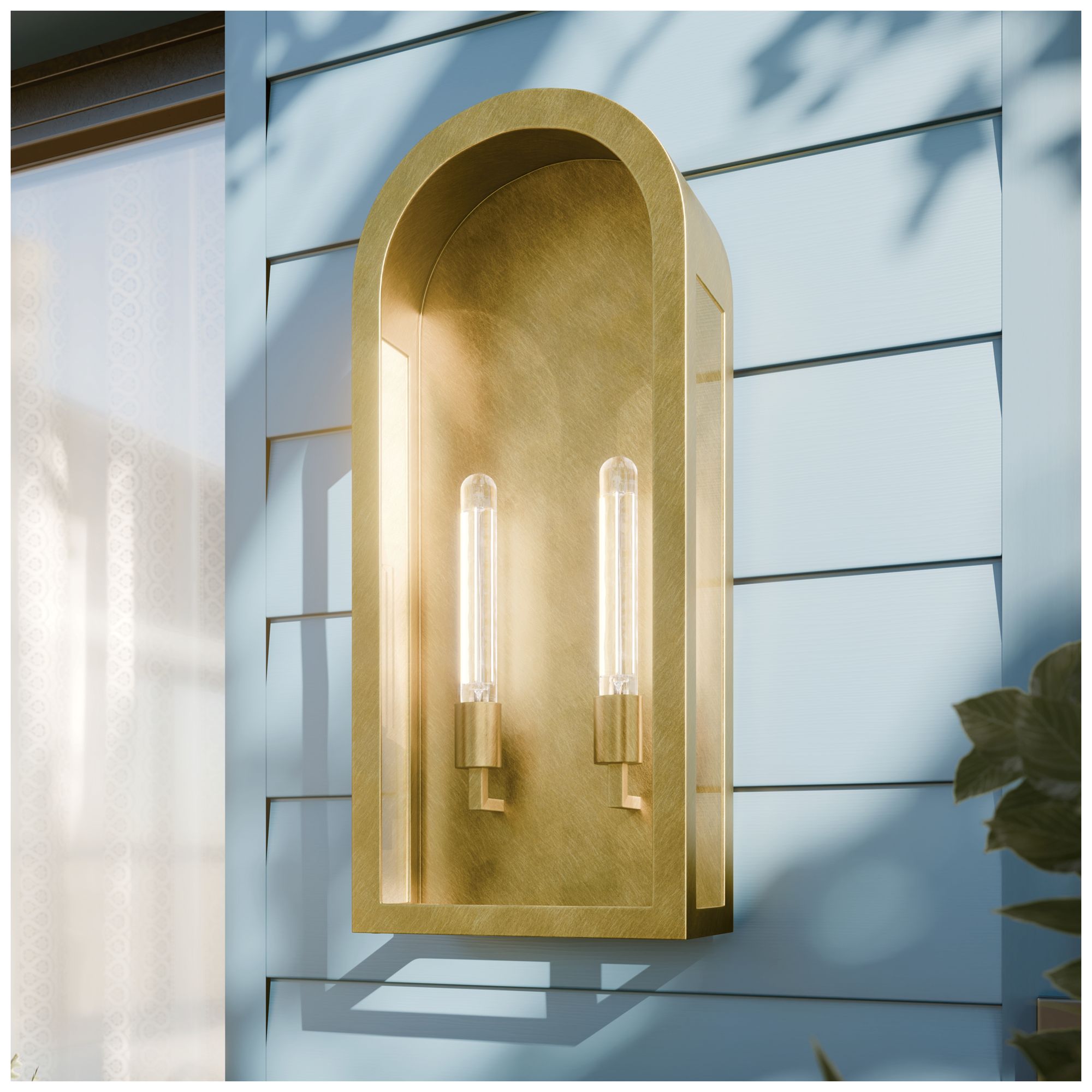 Image 2 Kichler Marea 25" 2-Light Outdoor Wall Light Clear Glass Natural Brass more views