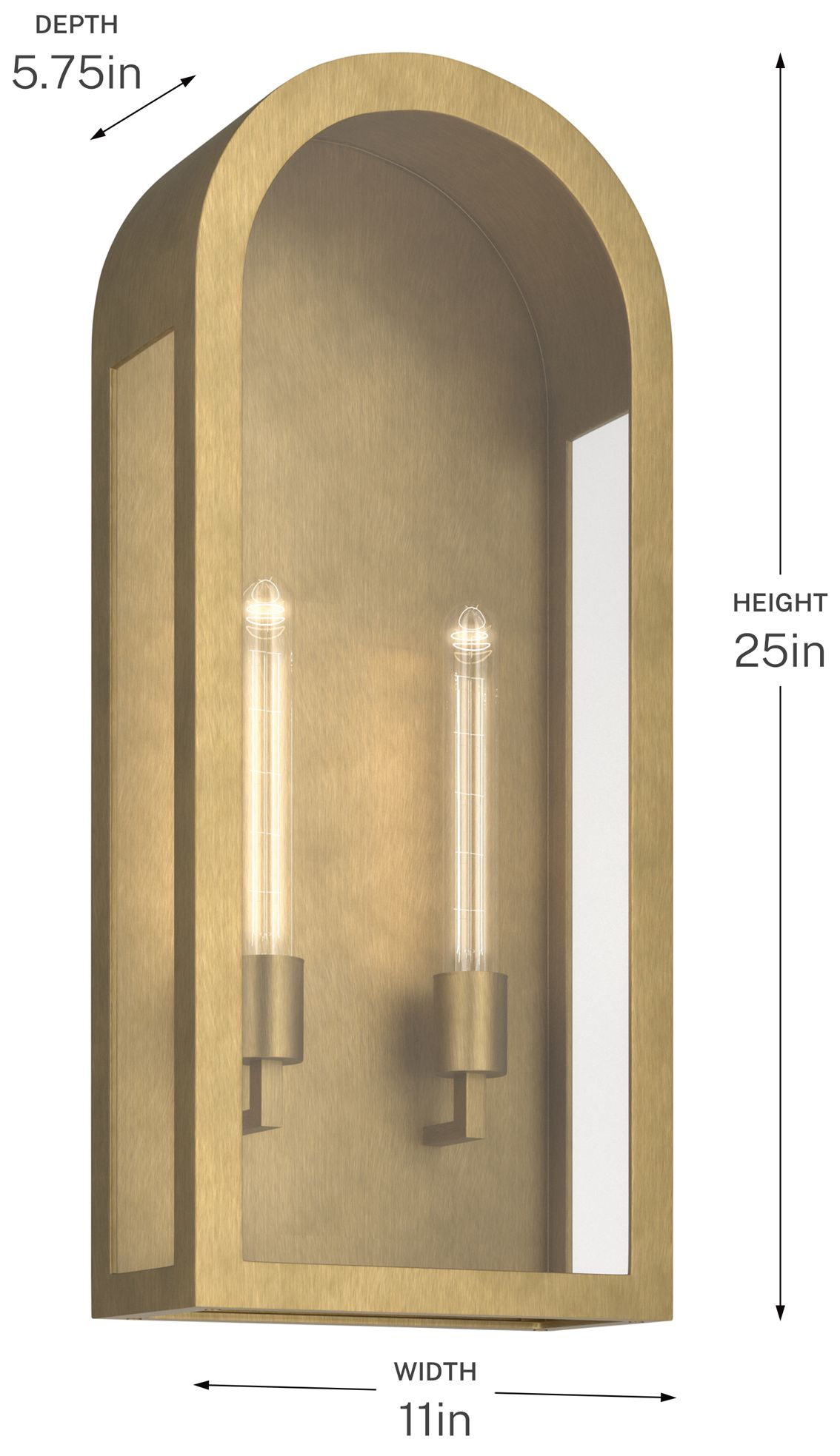 Kichler Marea 25" 2-Light Outdoor Wall Light Clear Glass Natural Brass