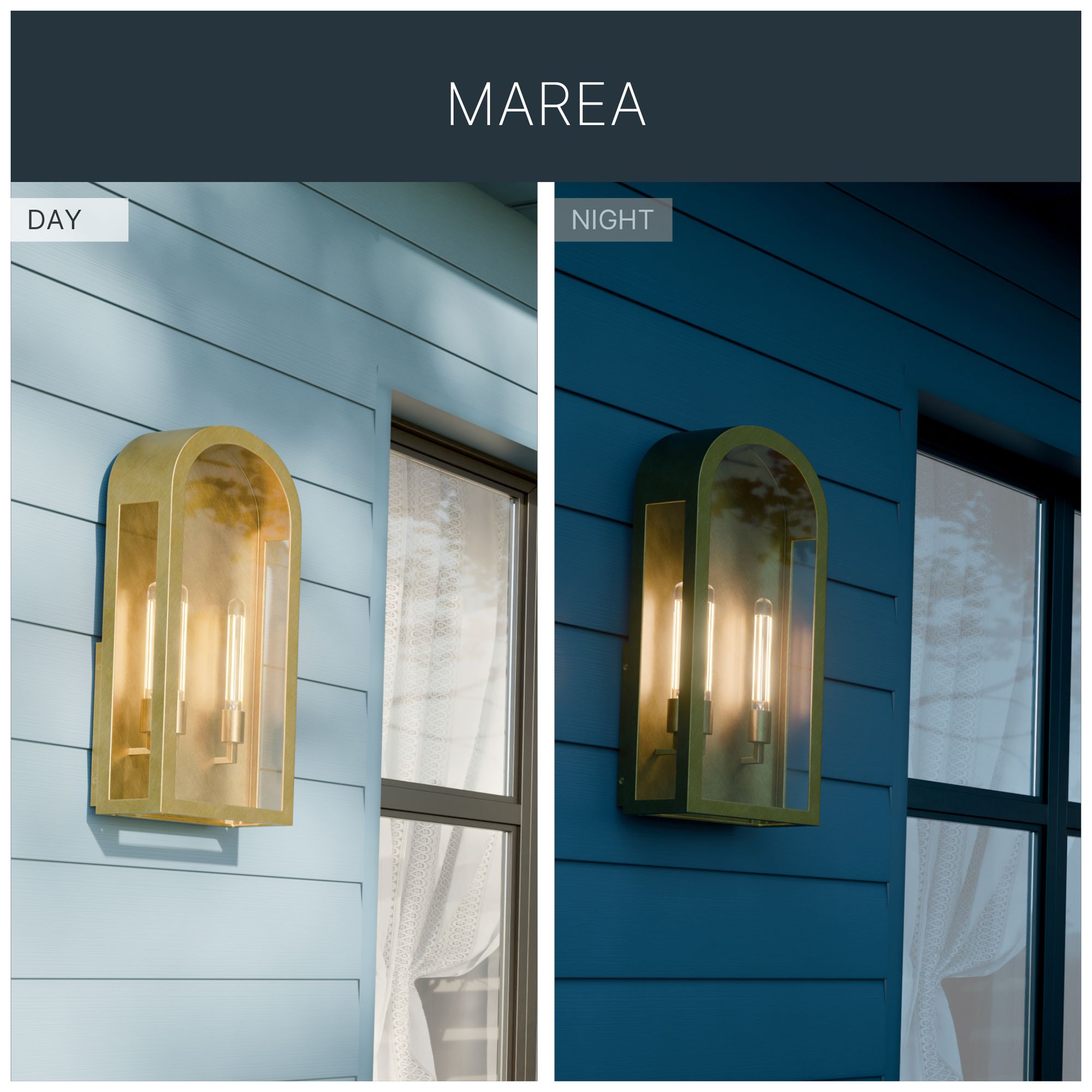 Kichler Marea 25" 2-Light Outdoor Wall Light Clear Glass Natural Brass