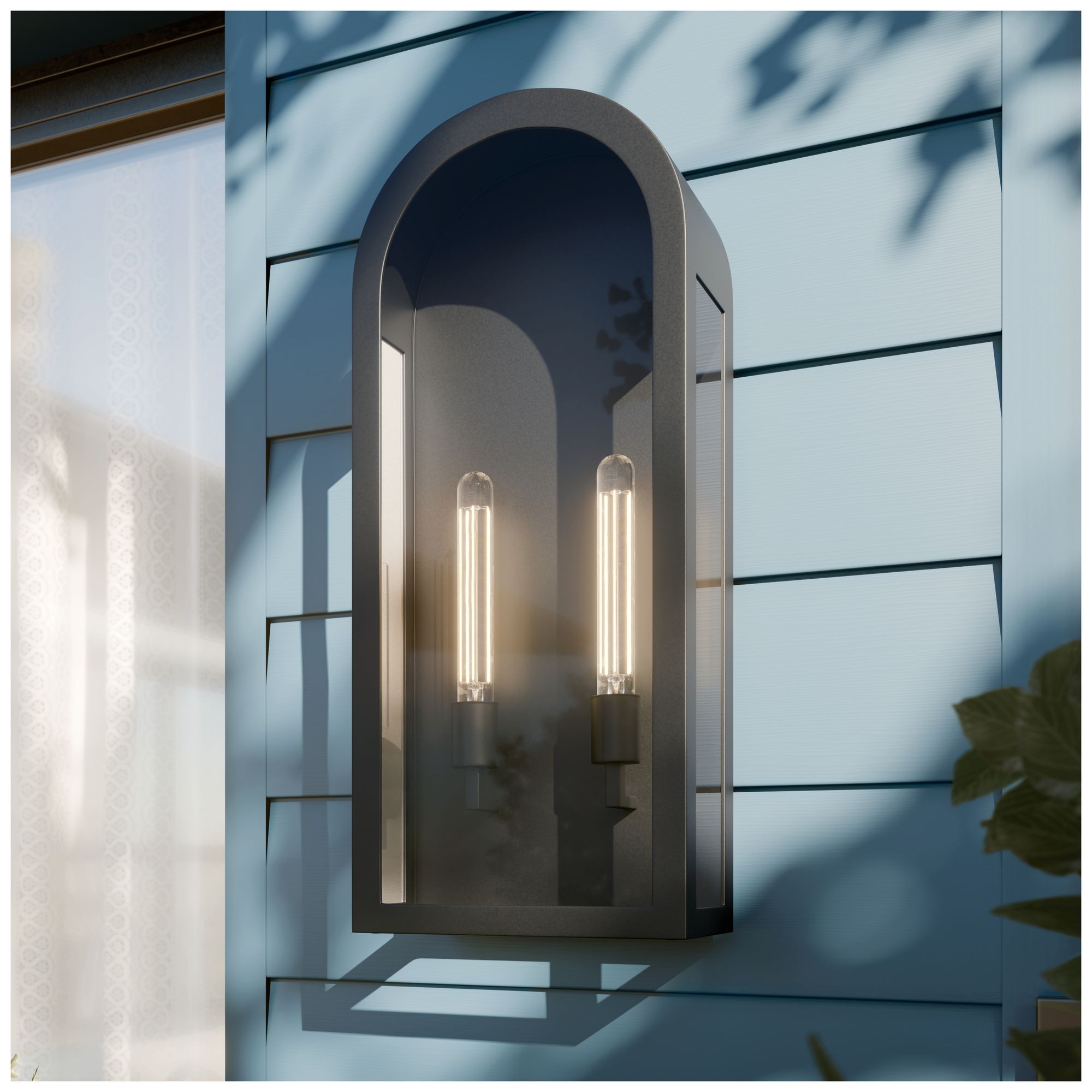 Kichler Marea 25" 2-Light Outdoor Wall Light Clear Glass Textured Black