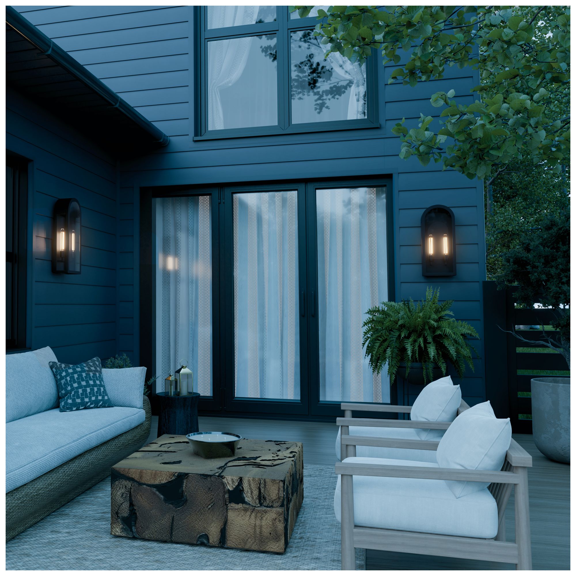 Kichler Marea 25" 2-Light Outdoor Wall Light Clear Glass Textured Black