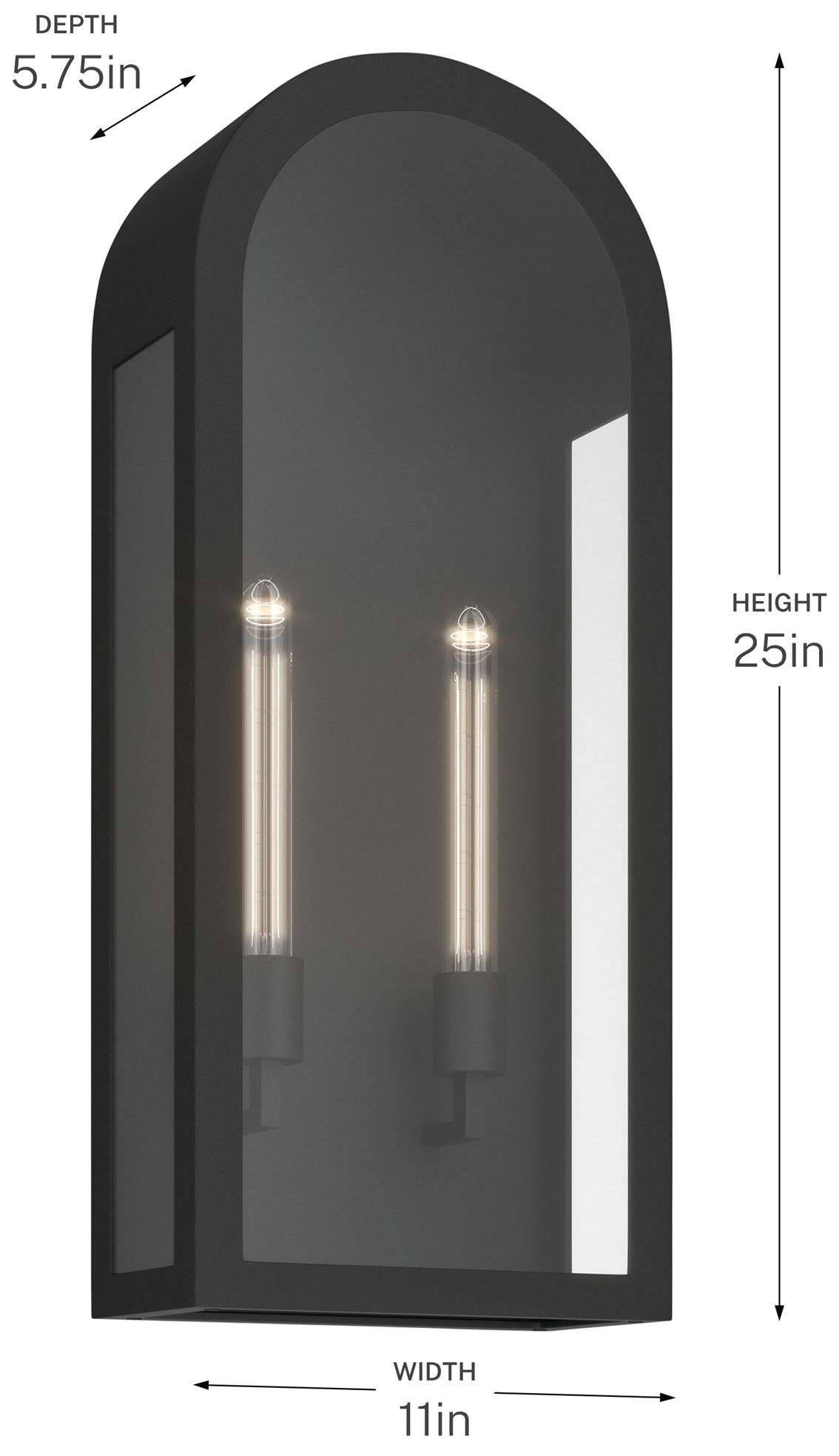 Kichler Marea 25" 2-Light Outdoor Wall Light Clear Glass Textured Black