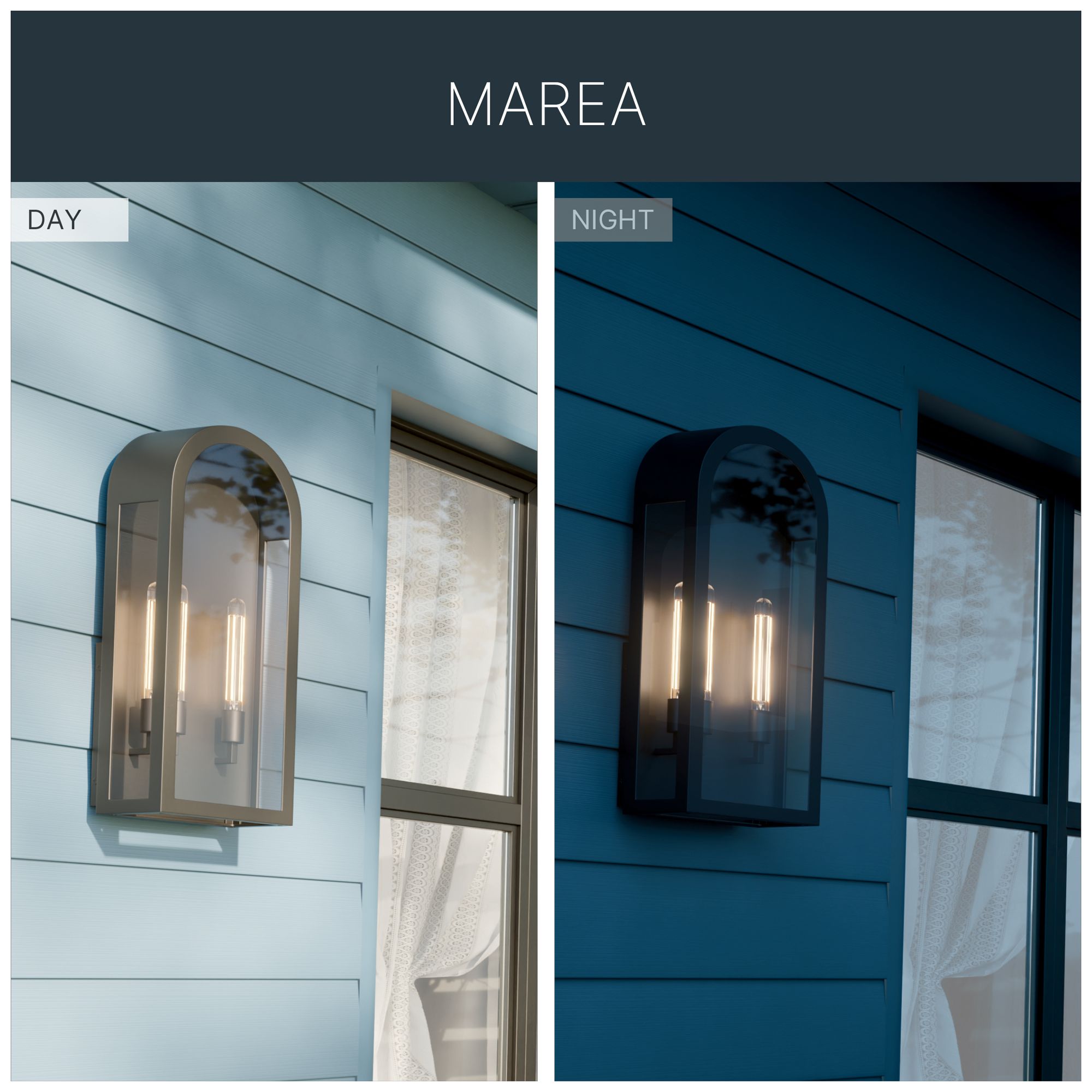 Kichler Marea 25" 2-Light Outdoor Wall Light Clear Glass Textured Black