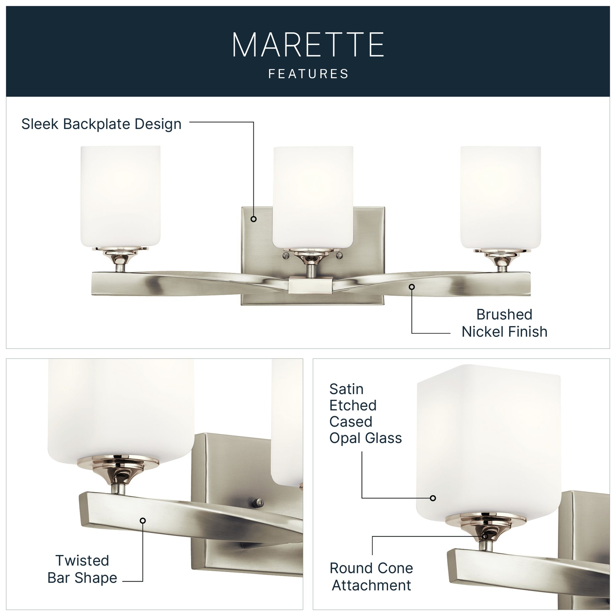Kichler Marette 23" Wide Brushed Nickel 3-Light Bath Light in scene