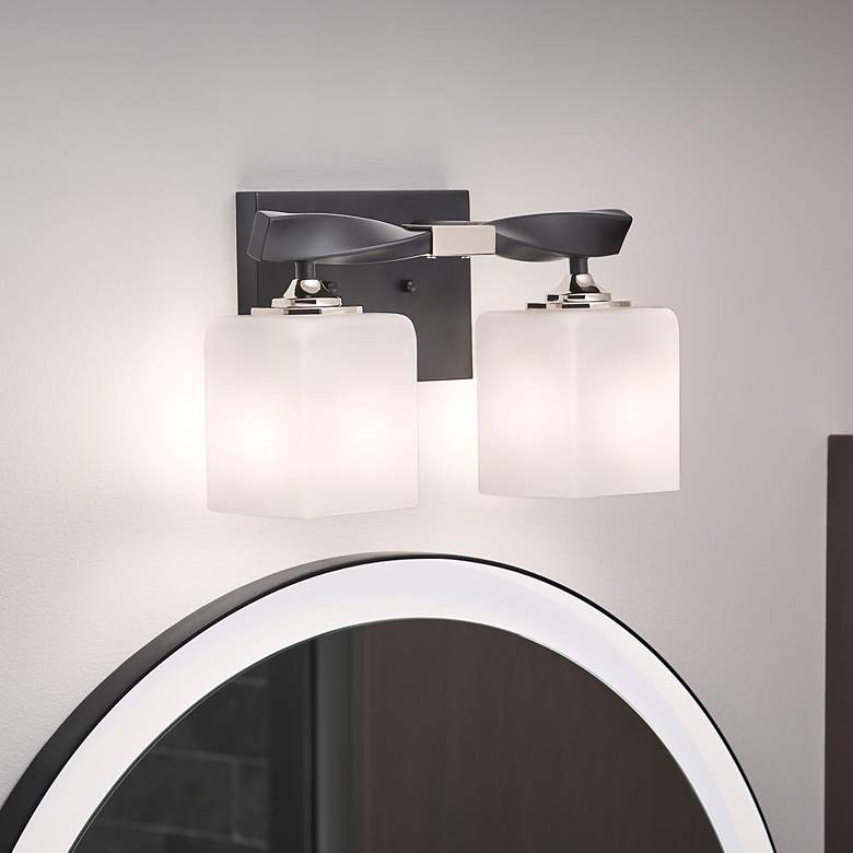 Image 1 Kichler Marette 7 3/4" High Black 2-Light Wall Sconce