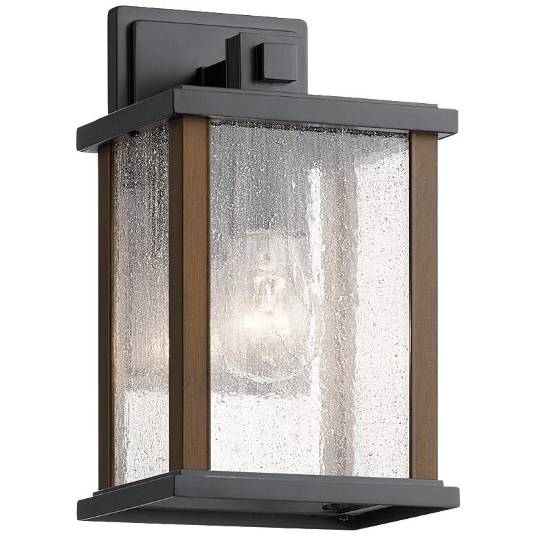 Image 1 Kichler Marimount 11 inch High Black and Seeded Glass Outdoor Wall Light