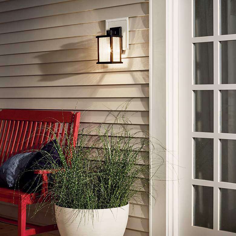 Image 3 Kichler Marimount 11" High Black and Seeded Glass Outdoor Wall Light more views