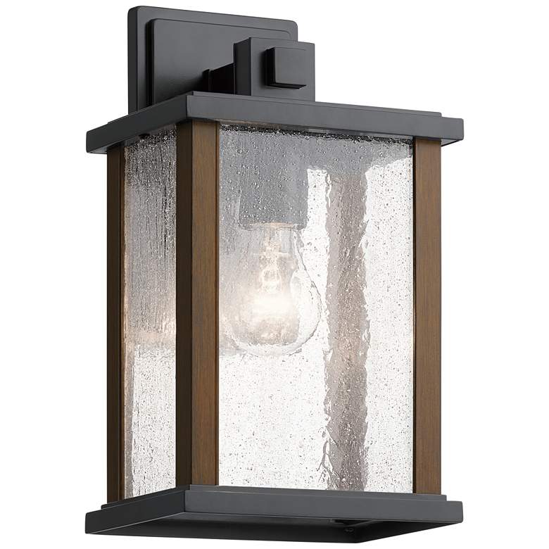 Image 1 Kichler Marimount 13 inch High Black and Seeded Glass Outdoor Wall Light