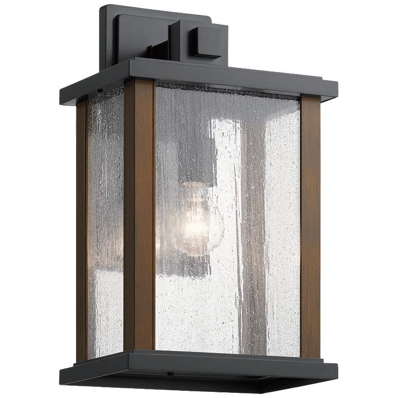 Image 1 Kichler Marimount 17 inch High Black and Seeded Glass Outdoor Wall Light