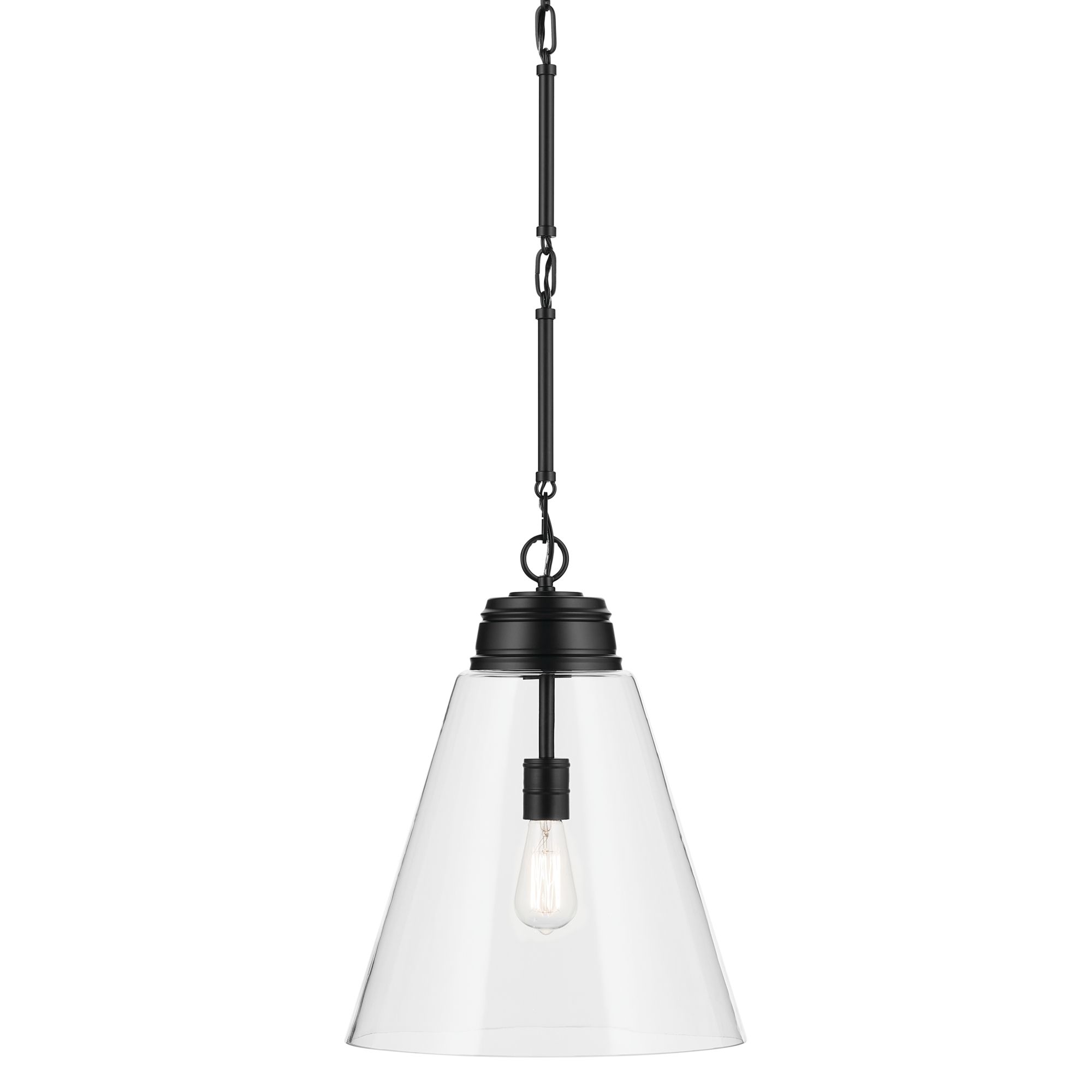 Image 4 Kichler Marsailli Black Pendant Large 1Lt with Clear Glass more views