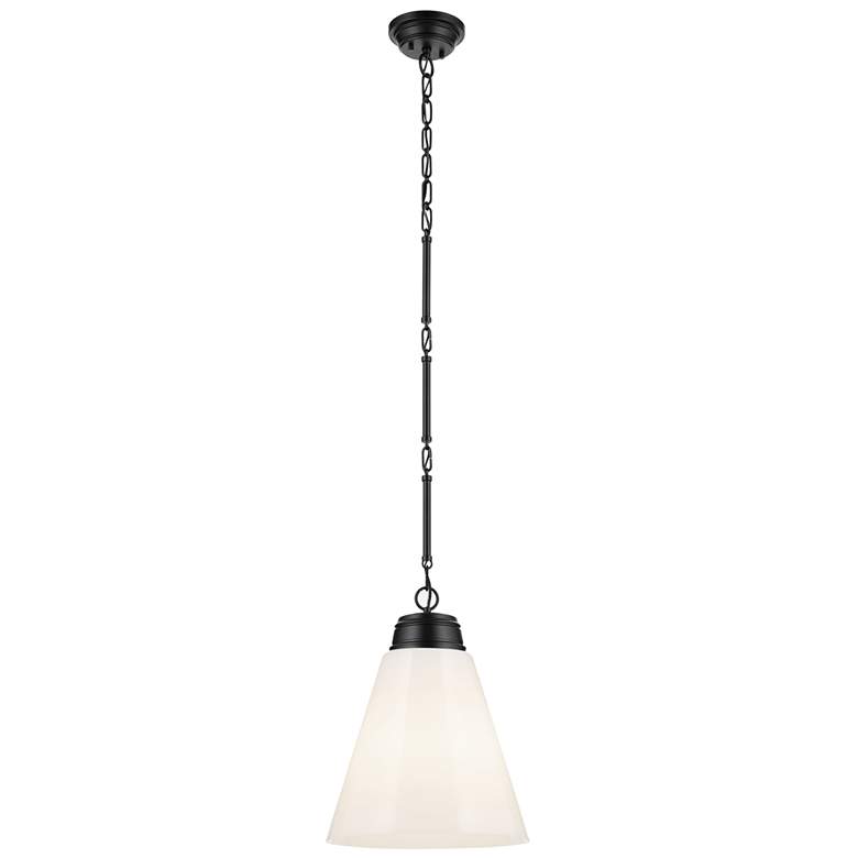 Image 1 Kichler Marsailli Black Pendant Large 1Lt with Opal Glass