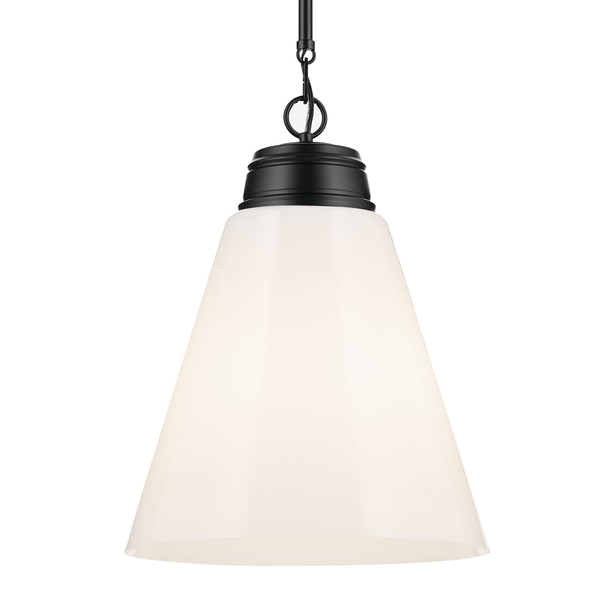 Image 5 Kichler Marsailli Black Pendant Large 1Lt with Opal Glass more views