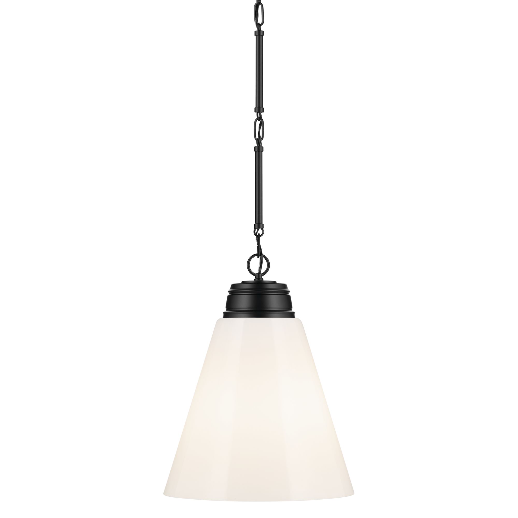 Image 6 Kichler Marsailli Black Pendant Large 1Lt with Opal Glass more views