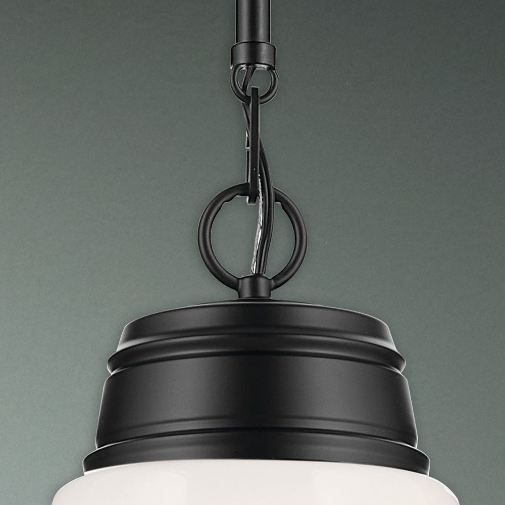 Image 7 Kichler Marsailli Black Pendant Large 1Lt with Opal Glass more views