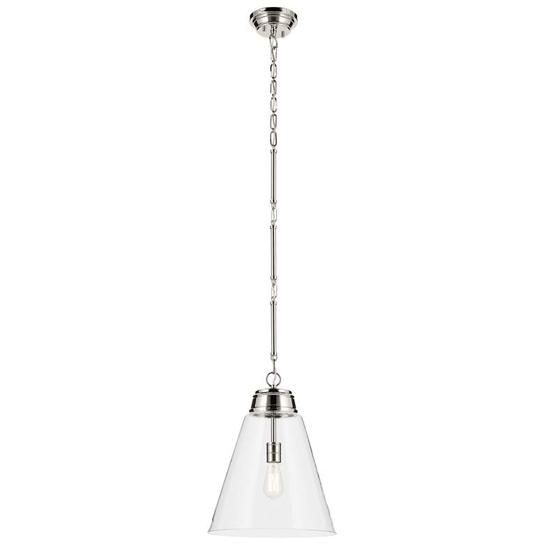 Image 1 Kichler Marsailli Polished Nickel Pendant Large 1Lt with Clear Glass