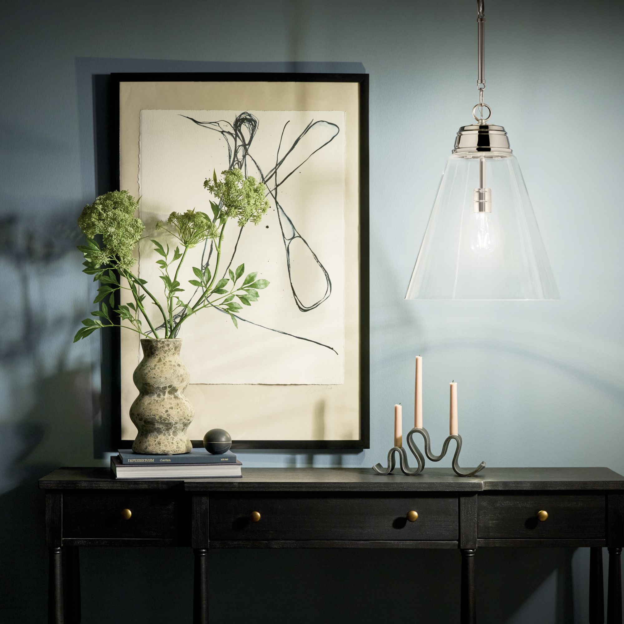 Image 3 Kichler Marsailli Polished Nickel Pendant Large 1Lt with Clear Glass more views