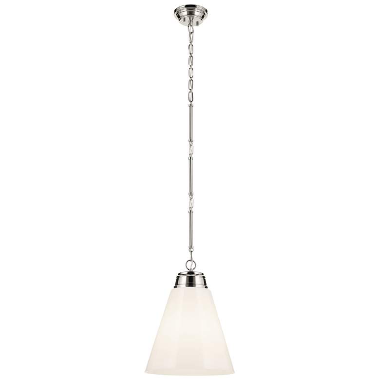 Image 1 Kichler Marsailli Polished Nickel Pendant Large 1Lt with Opal Glass
