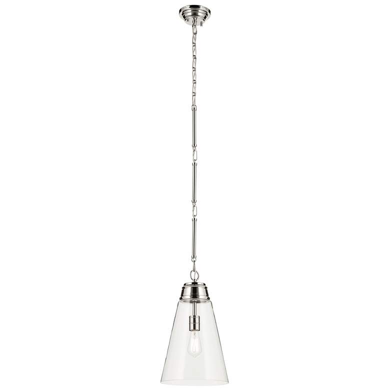 Image 1 Kichler Marsailli Polished Nickel Pendant Medium 1Lt with Clear Glass