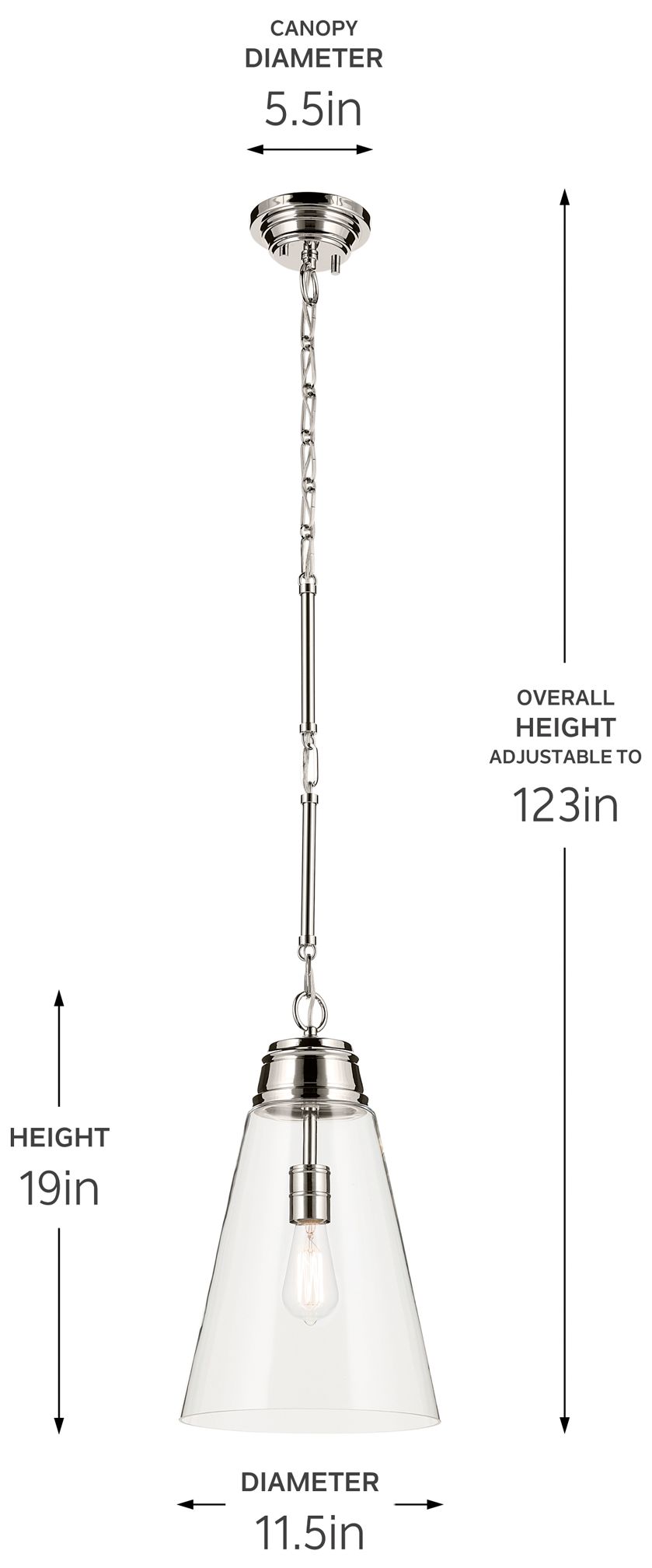 Image 7 Kichler Marsailli Polished Nickel Pendant Medium 1Lt with Clear Glass more views
