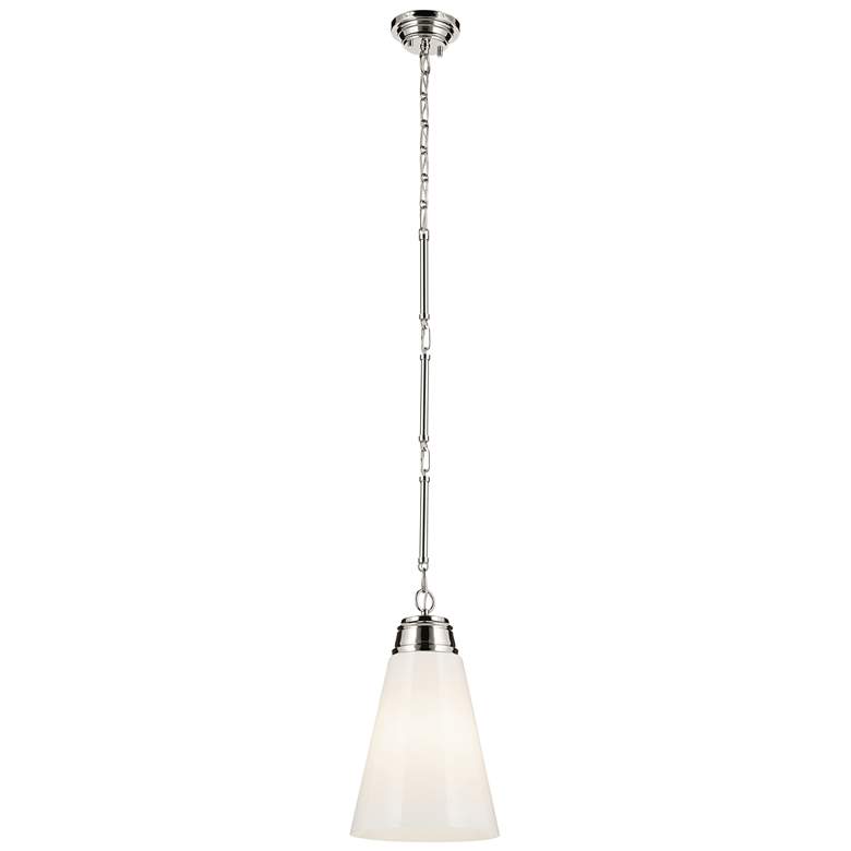 Image 1 Kichler Marsailli Polished Nickel Pendant Medium 1Lt with Opal Glass