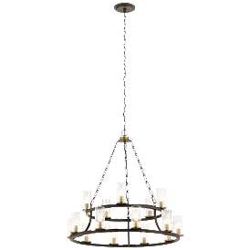 Image1 of Kichler Mathias 31" Wide 15-Light 2-Tier Bronze Ring Chandelier