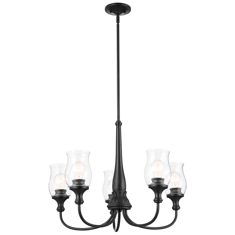 Image 2 Kichler Melis 26 1/2" 5-Light Black Finish Hurricane Glass Chandelier