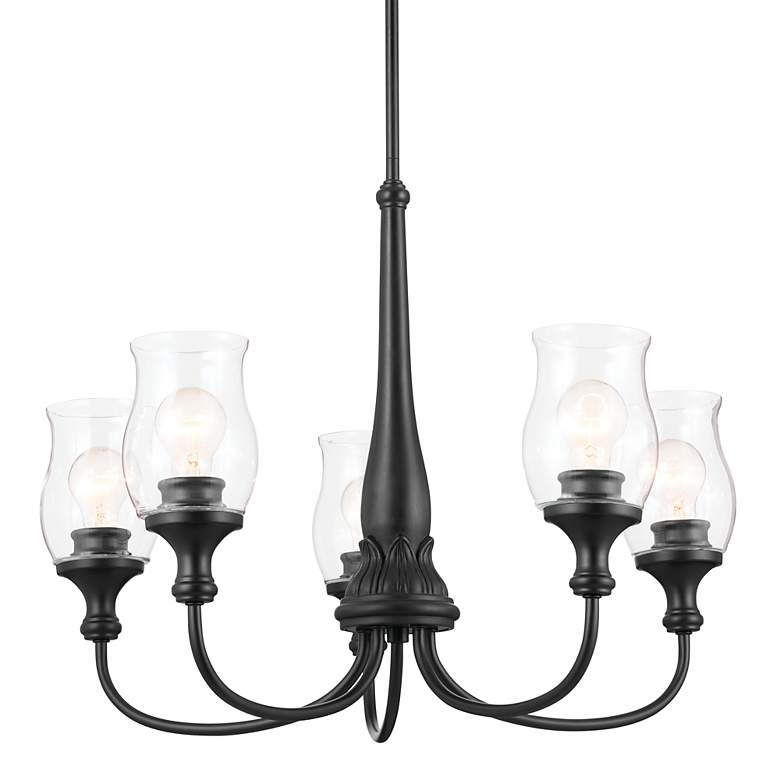 Image 6 Kichler Melis 26 1/2" 5-Light Black Finish Hurricane Glass Chandelier more views