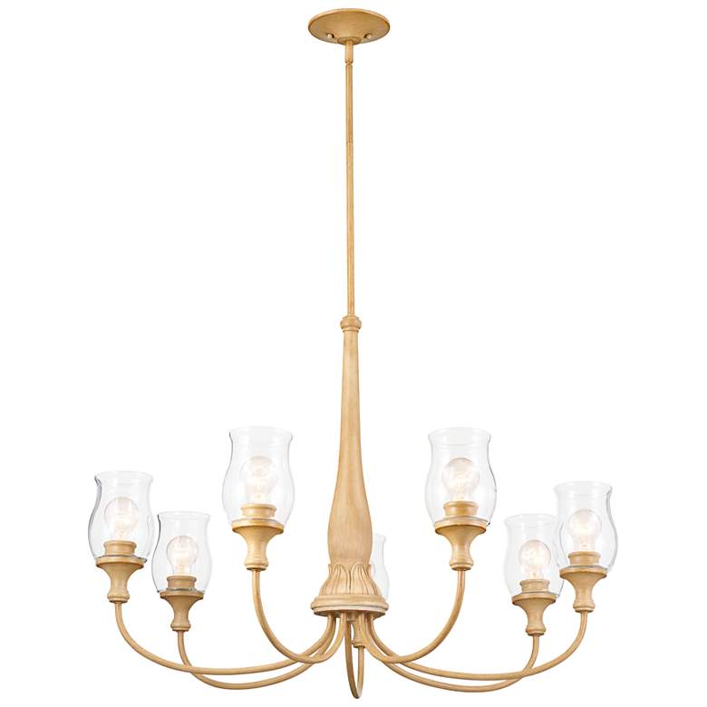 Image 1 Kichler Melis 35.8" 7-Light Adobe Cream Hurricane Glass Chandelier