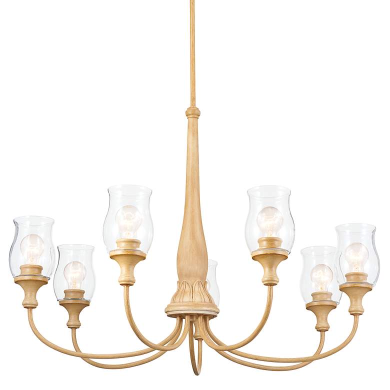 Image 3 Kichler Melis 35.8" 7-Light Adobe Cream Hurricane Glass Chandelier more views