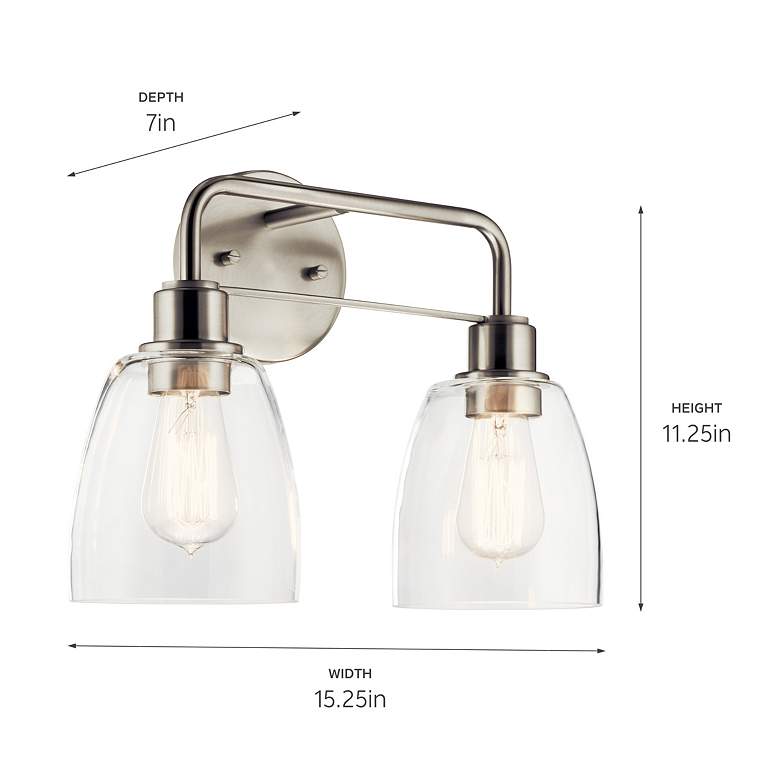 Image 4 Kichler Meller 15 1/4" Wide Brushed Nickel 2-Light Bath Light more views