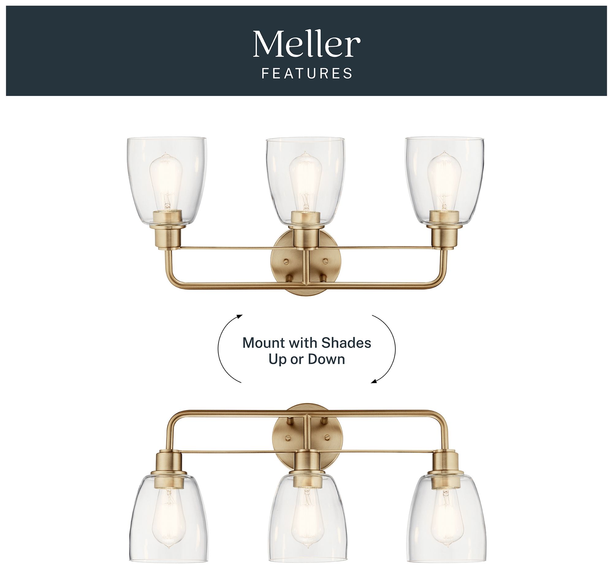 Kichler Meller 24 1/4"W Champagne Bronze 3-Light Bath Light in scene