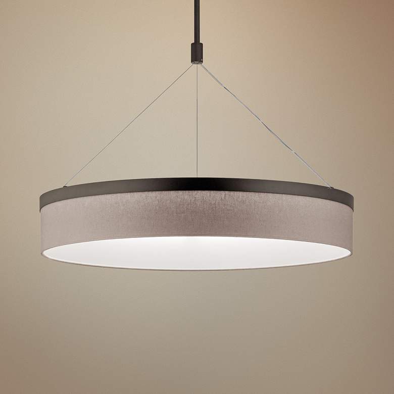 Image 1 Kichler Mercel 26 1/2" Wide Olde Bronze LED Drum Pendant Light