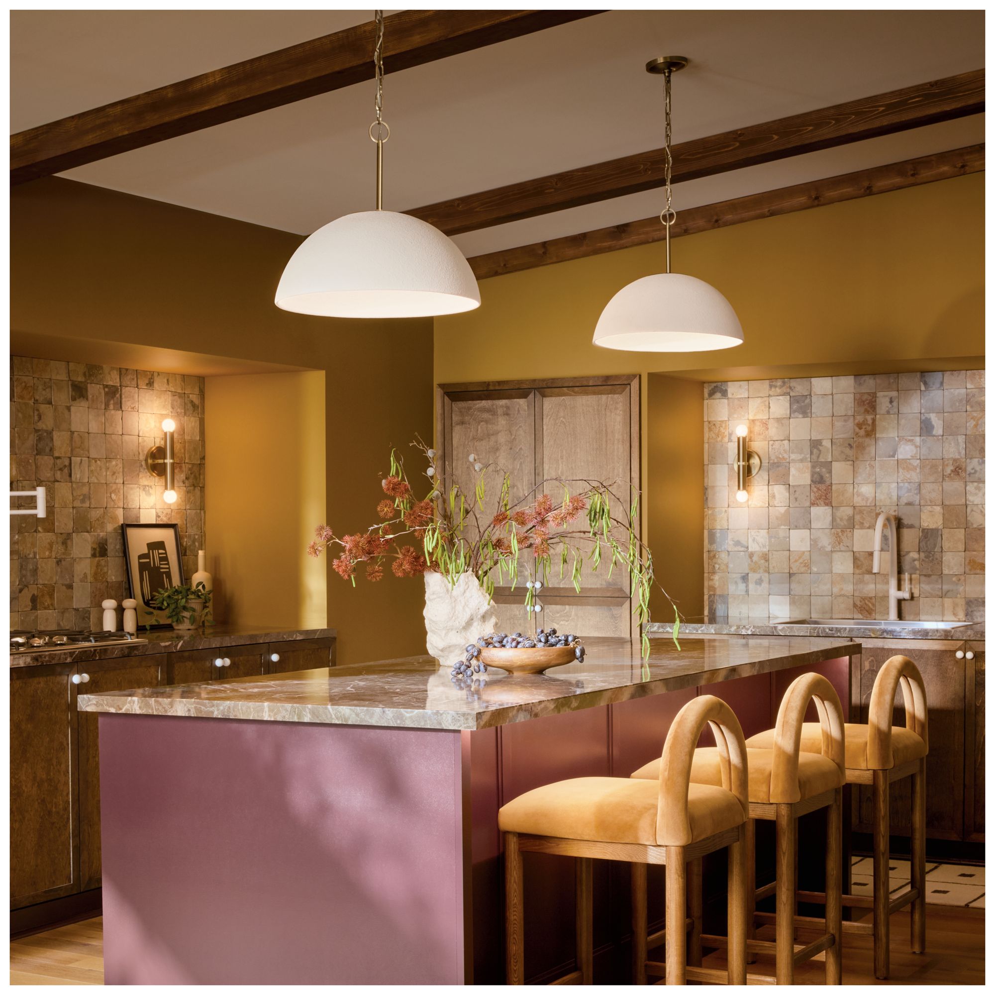 Image 7 Kichler Mikale 18" 1-Light Pendant White Ceramic Shade in Champagne Bronze more views