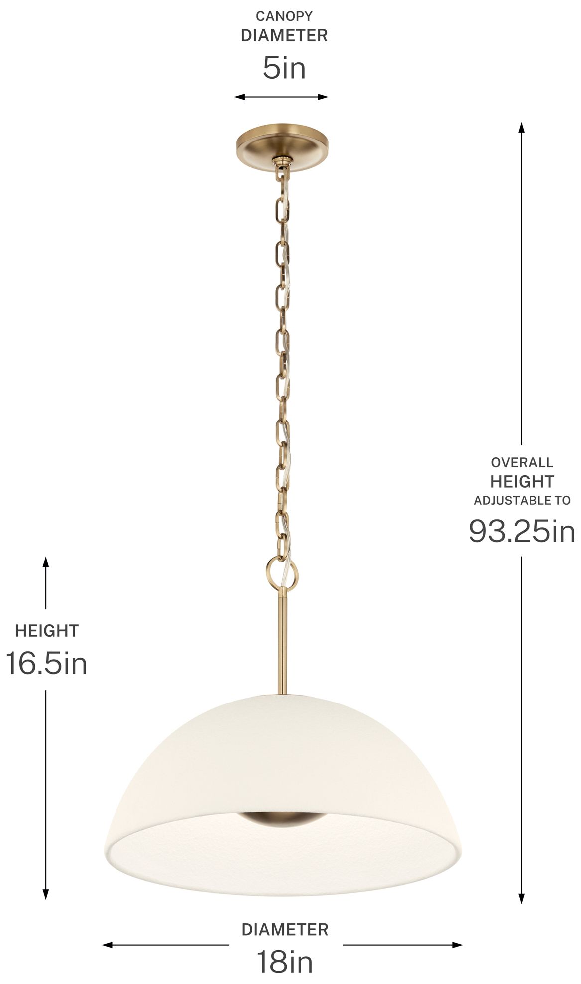 Kichler Mikale 18" 1-Light Pendant White Ceramic Shade in Champagne Bronze