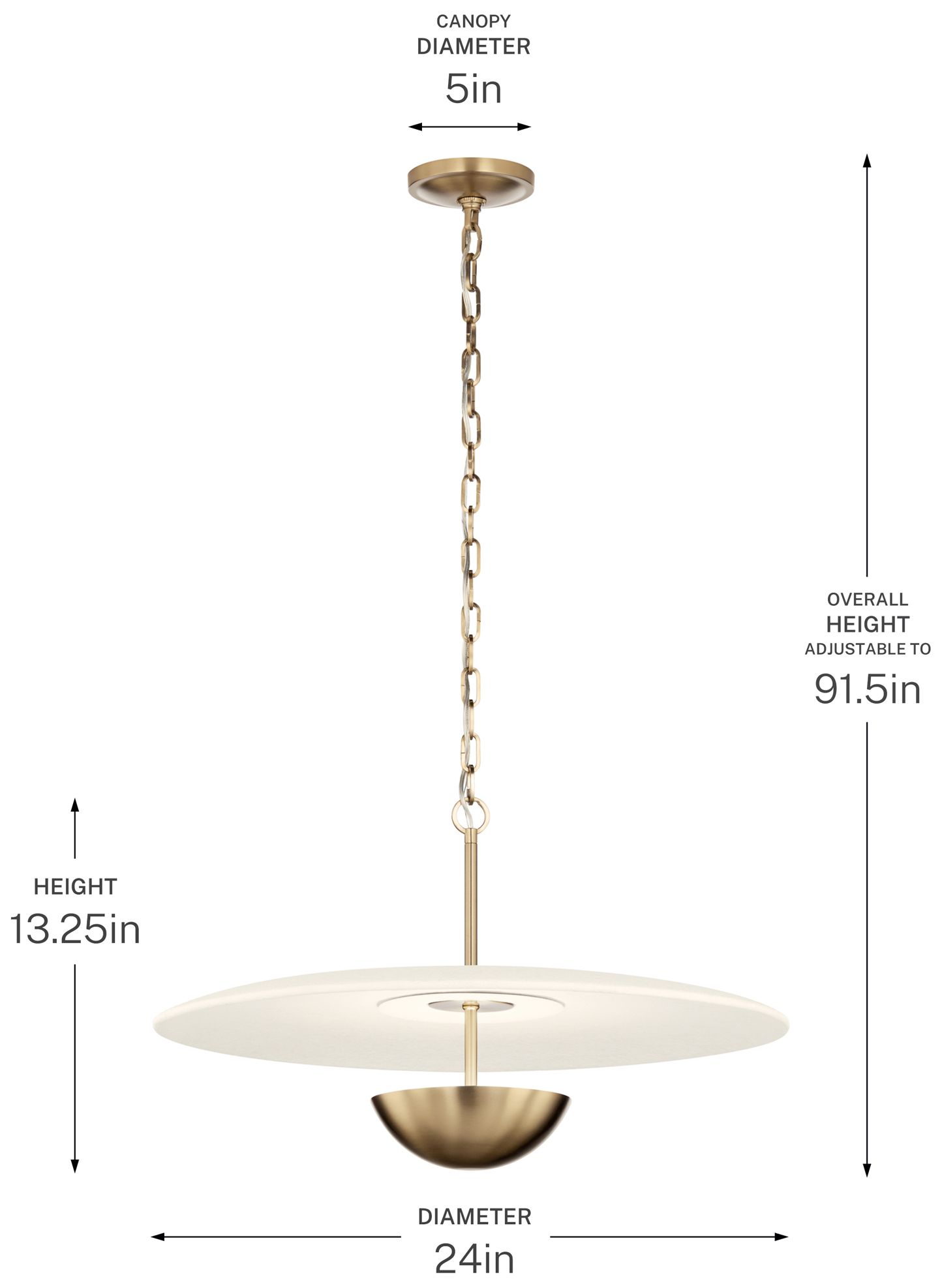 Kichler Mikale 24" 1-Light Pendant White Ceramic Shade in Champagne Bronze