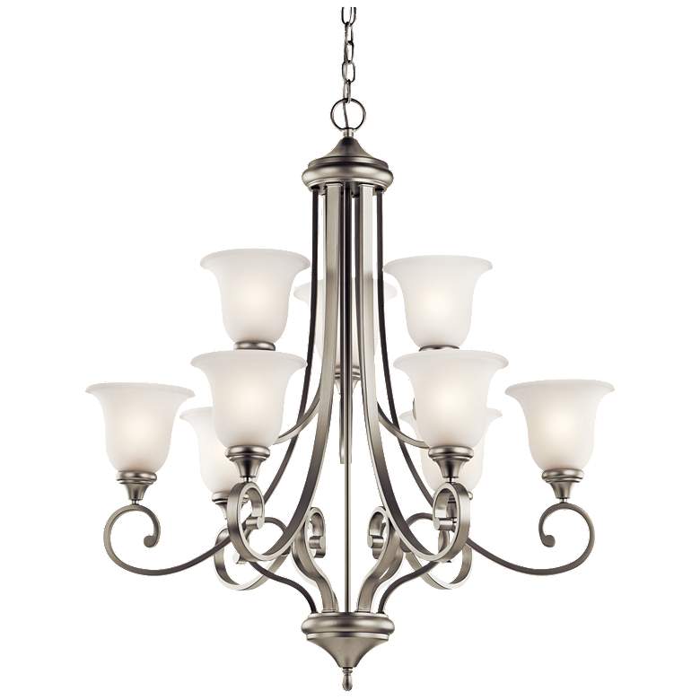 Image 1 Kichler Monroe 33 1/2 inch Wide Brushed Nickel 9-Light 2-Tier Chandelier