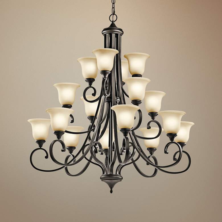 Image 1 Kichler Monroe 45 inch Wide LED Olde Bronze 16-Light Chandelier