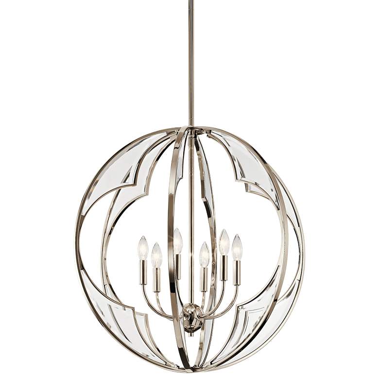 Image 2 Kichler Montavello 26 inchW Polished Nickel 6-Light Chandelier