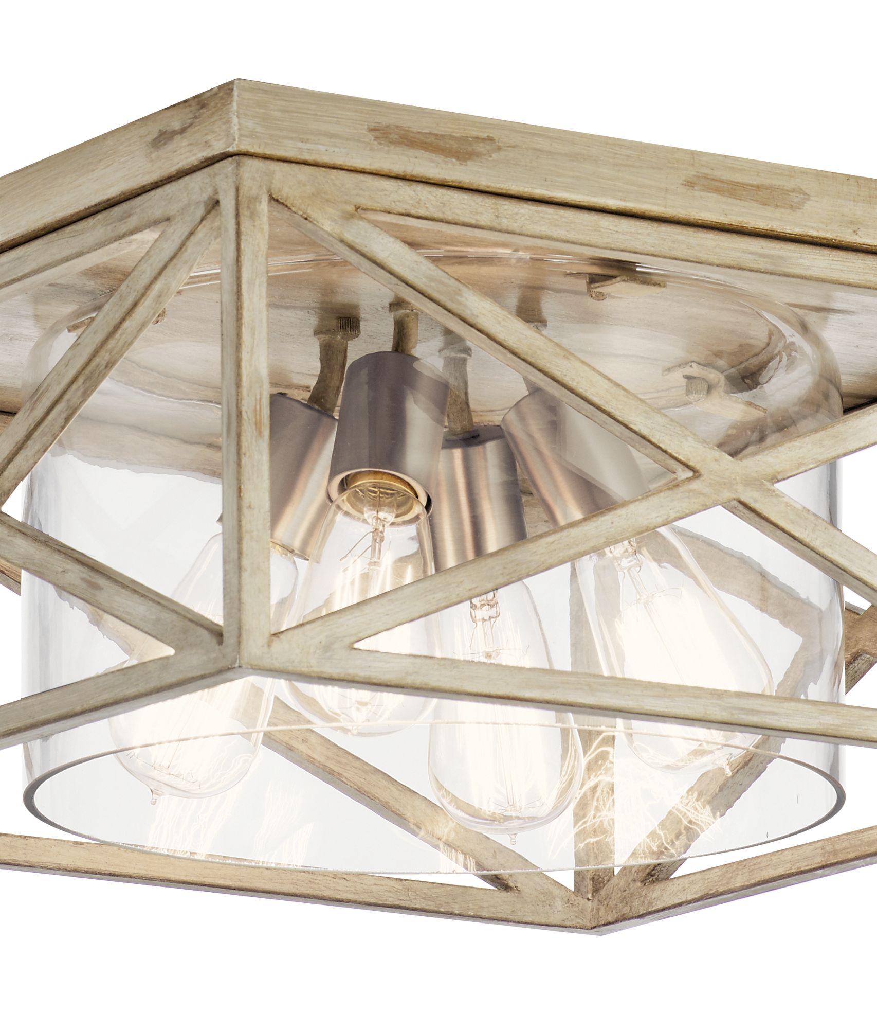 Image 3 Kichler Moorgate 16" 4-Light Distressed Antique White Ceiling Light more views