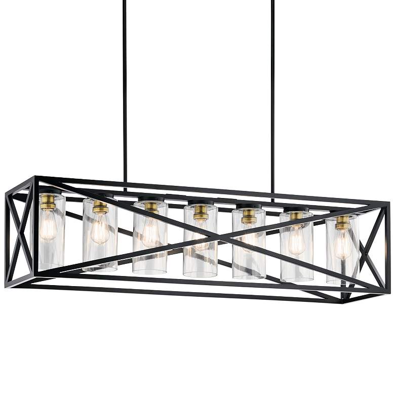 Image 2 Kichler Moorgate 48" Black Rectangular Kitchen Island Light Pendant